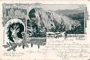 Seller image for Gru von der Rabenklippe b. Harzburg. Ansichtskarte in Lichtdruck. Abgestempelt Harzburg 15.05.1899. for sale by Antiquariat Heinz Tessin