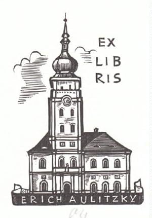 Bild des Verkufers fr Exlibris fr Erich Aulitzky. Holzschnitt von Herbert Ott, unten mit Bleistift signiert. zum Verkauf von Antiquariat Heinz Tessin