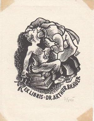 Seller image for Exlibris fr Dr. Arthur Bruer. Holzschnitt von Ernst Grnewald, unten rechts mit Bleistift signiert. for sale by Antiquariat Heinz Tessin