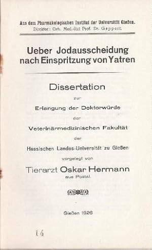 Ueber Jodausscheidung nach Einspritzung von Yatren. Dissertation.