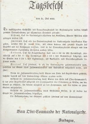 vom 24. Mai 1848. Vom Ober-Commando der Nationalgarde. Sardagna, General-Major.