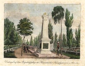 Denkmal auf dem Begräbnißplatze, der Hanseatischen Kampfgenossen von 1813 u.14. Kolorierte Lithog...