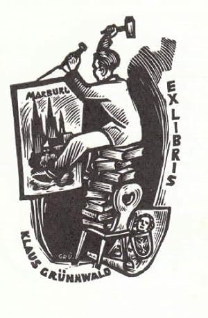 Bild des Verkufers fr Exlibris fr Klaus Grnewald. Holzschnitt von Ernst Grnewald. zum Verkauf von Antiquariat Heinz Tessin