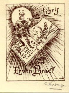 Seller image for Exlibris fr Erwin Braet. Klischedruck von Geo Verbrugge, unten rechts mit Bleistift signiert. for sale by Antiquariat Heinz Tessin