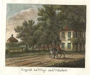 Wandsbek - Gegend am Wege nach Wansbeck. Kolorierter Kupferstich von Gottfried Arnold Lehmann.