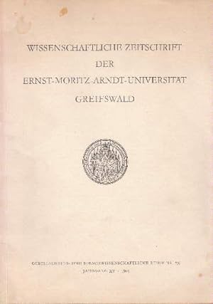 Bild des Verkufers fr Gesellschafts- und sprachwissenschaftlichen Reihe Jahrgang XV, Nr. 5/6. zum Verkauf von Antiquariat Heinz Tessin