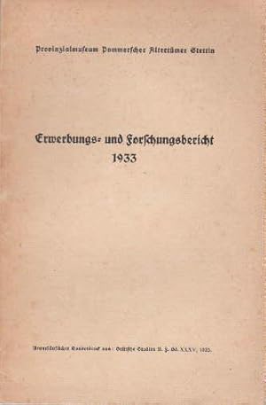 Erwerbungs- und Forschungsbericht 1933. Mit 16 Tafeln.