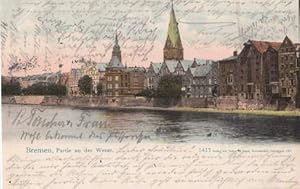 Image du vendeur pour Partie an der Weser. Ansichtskarte in farbigem Lichtdruck. Abgestempelt Bremen 08.08.1903 mis en vente par Antiquariat Heinz Tessin