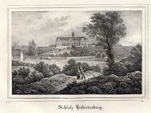 Ansicht des Schlosses. Kreidelithographie aus Saxonia.