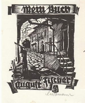 Bild des Verkufers fr Exlibris fr August Fischer. Holzschnitt von Leopold Hofmann, unten rechts mit Bleistift signiert. zum Verkauf von Antiquariat Heinz Tessin