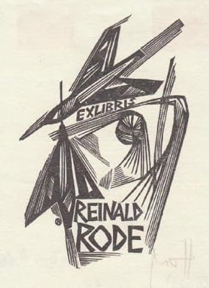 Bild des Verkufers fr Exlibris fr Reinald Rode. Holzschnitt von Norbert Ott, unten rechts mit Bleistift signiert. zum Verkauf von Antiquariat Heinz Tessin