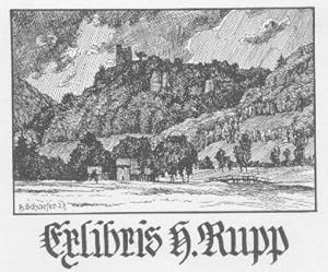 Bild des Verkufers fr Exlibris fr H.Rupp. Klischeedruck von Hans Schfer. zum Verkauf von Antiquariat Heinz Tessin