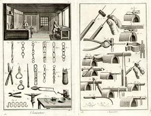 Chainetier. 3 Kupferstiche aus Diderot und d`Alembert - Encyclopédie.