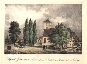 Ottensen - Klopstock`s Grab unter der Linde auf dem Kirchhofe zu Ottensen bei Altona. Kolorierte ...