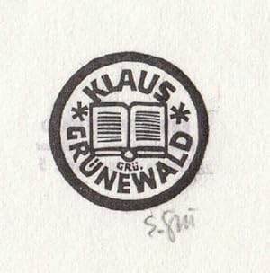 Bild des Verkufers fr Exlibris fr Klaus Grnewald. Holzschnitt auf Japanpapier von Ernst Grnewald, unten rechts mit Bleistift signiert. zum Verkauf von Antiquariat Heinz Tessin