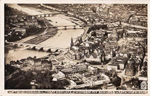 Luftbild Dresden, Theaterplatz, Zwinger mit Schloß und Kath. Hofkirche. Ansichtskarte in Photodru...