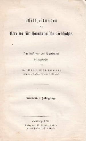 Bild des Verkufers fr des Vereins fr Hamburgische Geschichte. Im Auftrage des Vorstandes herausgegeben von Dr. Karl Koppmann. Siebenter Jahrgang. zum Verkauf von Antiquariat Heinz Tessin