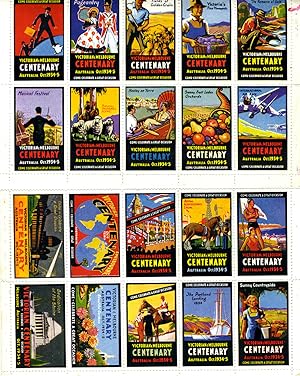 Full color Poster Stamps celebrating Victorian and Melbourne Centenary, October 1934-5