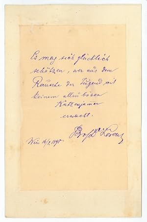 Seller image for Eigenh. Albumblatt mit U. for sale by Antiquariat INLIBRIS Gilhofer Nfg. GmbH