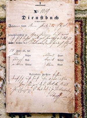 1848 Dienstbuch - Eighteen Year Old GERMAN SERVANT GIRL'S I.D. STATUS & DUTIES DOCUMENT - SERVICE...