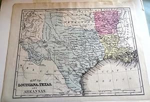 Map of Louisiana, Texas and Arkansas.