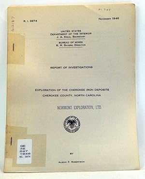 Report of Investigations: Exploration of the Cherokee Iron Deposits, Cherokee County, North Carol...