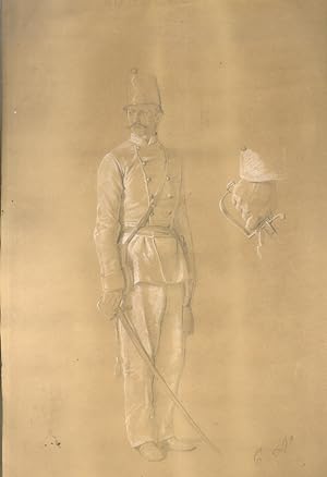 Soldato con sciabola e studio di mano che impugna la sciabola.