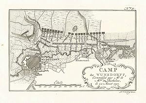 Bild des Verkufers fr Plan mit Karte der Umgebung u. Truppenstellungen im Jahre 1757 ('Camp de Wunsdorff, . 1757'). zum Verkauf von Antiquariat Norbert Haas