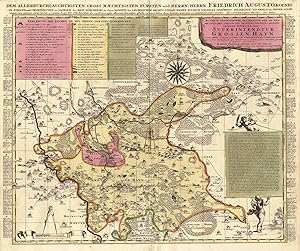 Bild des Verkufers fr Accurate Geographische Delineation der In Dem Meisnischen Creisse Des Churfrstenthums Sachsen Liegenden Dioeces Oder Superintendtur Grossen Hayn. Sammt Ihren Staedten Flecken und Dorffschaften, Mit Sonderbarem Fleisse Geometrice durchgehends per Intersectiones gesuchet und in disen Riss gebracht A. MDCCXI. von M. Adam Friedrich Zrner Past. Zu Sckassa, gestochen von Peter Schencken Jun. mit Knigl. und Churf. Sch. Pr.':. zum Verkauf von Antiquariat Norbert Haas