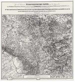 'Special Karte des Fürstenthums Lippe und der Gegenden um Hameln, Herford, Höxter, Lippspring, Py...