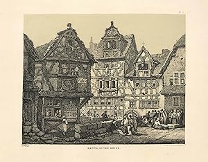 Bild des Verkufers fr Innenstadtansicht mit alten Fachwerkhusern ('Rentz On The Rhine'). zum Verkauf von Antiquariat Norbert Haas