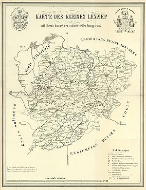 'Karte Des Kreises Lennep mit Bezeichnung der industeriellen Gruppirung - Lith. Anstalt von Carl ...