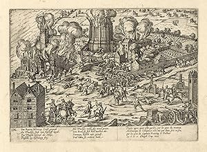 Bild des Verkufers fr Ansicht mit dem gelegten Brand durch die Truchsessischen Truppen am 6.11.1583 ('Deutsch - 192'). zum Verkauf von Antiquariat Norbert Haas