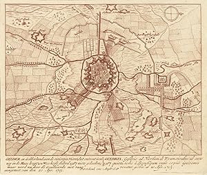 Bild des Verkufers fr Befestigungsplan mit Karte der Umgebung und Einzeichnung der preu. Truppenstellungen. zum Verkauf von Antiquariat Norbert Haas