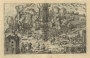 Bild des Verkufers fr Ansicht mit dem gelegten Brand durch die Truchsessischen Truppen am 6.11.1583 ('Deutsch'). zum Verkauf von Antiquariat Norbert Haas