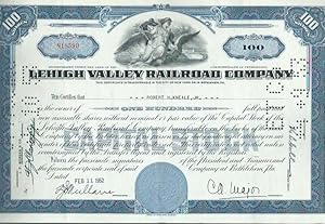 Seller image for Lehigh Valley Railroad Company. This Certificate is transferable in the City of New York or in Bethlehem, PA. Aktie Nummer N18590 ber 100 Shares ausgestellt fr Robert H. Kneale, jr. am 11. Februar 1952. for sale by Antiquariat Carl Wegner