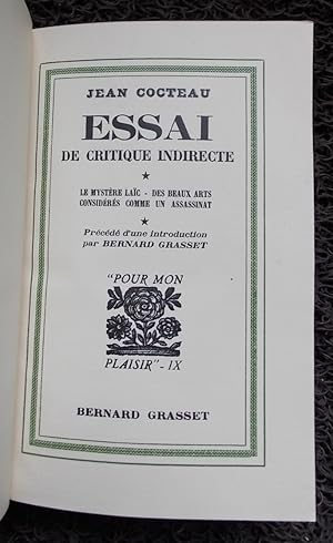 Seller image for Essai de critique indirecte. Le mystre lac - Des beaux-arts considrs comme un assassinat. for sale by Le Cabinet d'Amateur