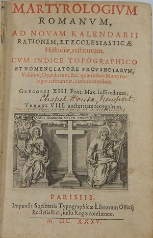Bild des Verkufers fr Martyrologium Romanum ad Novam Kalendarii Rationem, et Ecclesiasticae Historiae, Restitutum. zum Verkauf von Thorn Books, ABAA