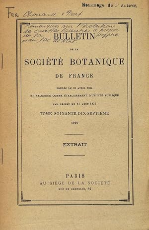 Imagen del vendedor de Remarques sur l'volution des cuvettes lacustres  propos de la pozzine et du lac de Nino. BULLETIN DE LA SOCIT BOTANIQUE DE FRANCE, TOME SOXANTE-DIX-SEPTIME, 1930. a la venta por Antiquariat Bookfarm