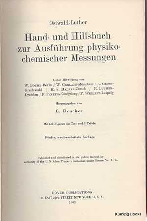 Hand- und Hilfsbuch zur Ausführung physiko-chemischer Messungen