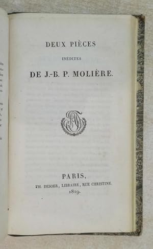 Deux pièces inédites de J.-B. P. Molière (La jalousie du barbouillé and Le médecin volant, by Jea...