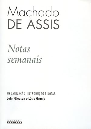 Immagine del venditore per Machado de Assis : notas semanais. venduto da Ventara SA