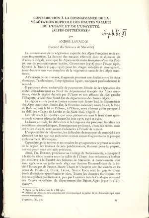 Imagen del vendedor de CONTRIBUTION  LA CONNAISSANCE DE LA VGTATION RUPICOLE DES HAUTES VALLES DE L'UBAYE ET DE L'UBAYETTE. (ALPES COTTIENNES). Vegetatio XI, 5-6. a la venta por Antiquariat Bookfarm