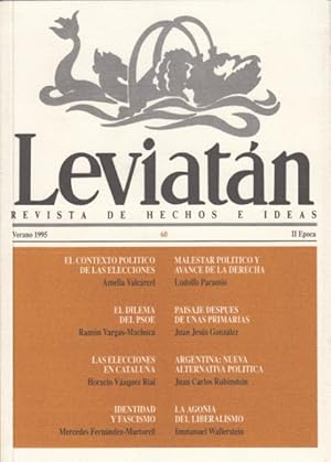 Imagen del vendedor de LEVIATN N 60 (el dilema del PSOE; Argentina: nueva alternativa poltica; Identidad y fascismo) a la venta por Librera Vobiscum