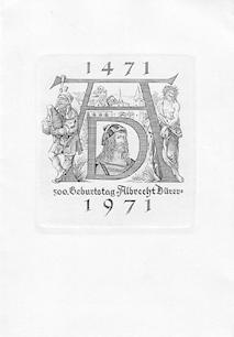 Neujahrsgruß der Familie Volkamer für 1971. 500.Geburtstag Albrecht Dürers, Dürermotive. Signiert...