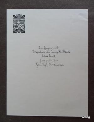 Briefbogen für von Rosenberg. Putte mit Buch in Landschaft. Buchdruck (montiert).