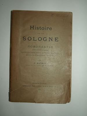 Imagen del vendedor de Histoire de la Sologne. a la venta por Librairie Aubry