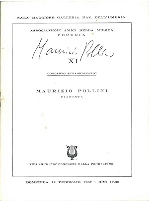 Firma autografa di Pollini alla copertina del programma di sala del concerto (12 febbraio 1967) p...