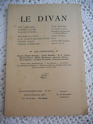 Bild des Verkufers fr Le divan - Quarante-deuxieme annee n.276 zum Verkauf von Frederic Delbos