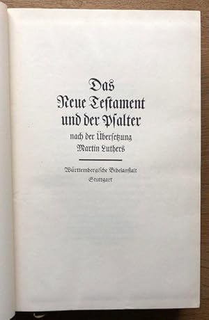 Bild des Verkufers fr Das Neue Testament und der Psalter. zum Verkauf von Antiquariat Lohmann